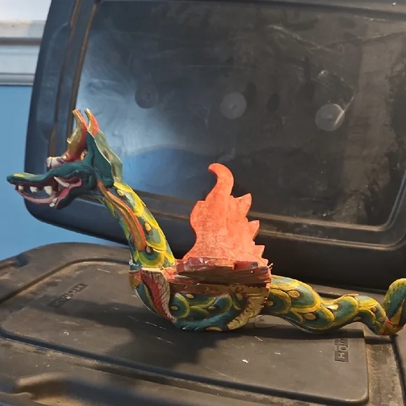 Colorful Dragon Figurine with Red Wings - Picture 2 of 4